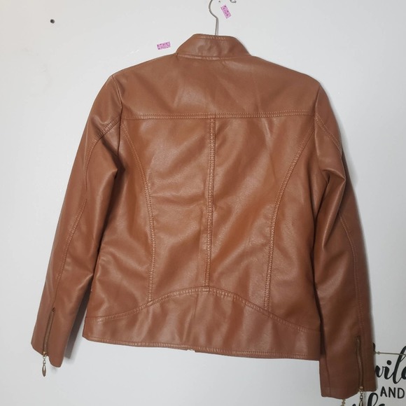 Brown Retro Moto Jacket Sz L - Picture 5 of 7